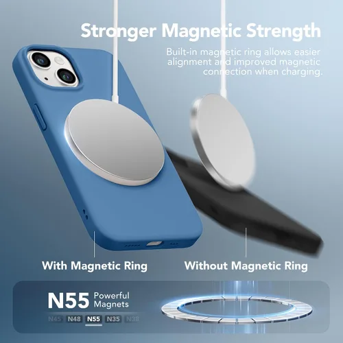 Vista 3 de GONEZ Funda magnética para iPhone 14, compatible con Magsafe, con protector de pantalla + protector de cámara, forro de microfibra antiarañazos