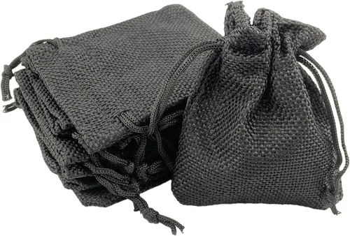 Vista 8 de Palmhomee Paquete de 20 bolsas de regalo de arpillera con cordón, bolsas de joyería de lino, bolsas de yute de boda para joyas y bolsas