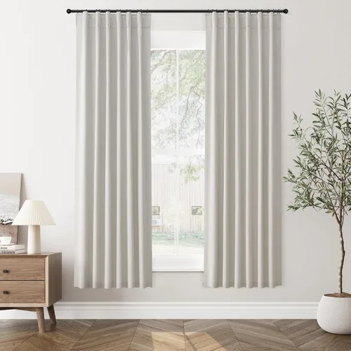 Vista 41 de Jowels Cortinas opacas de lino natural de 96 pulgadas de largo, 2 paneles