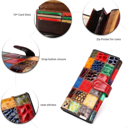 Vista 5 de Carteras de gran capacidad para mujer carteras de cuero genuino multicolor
