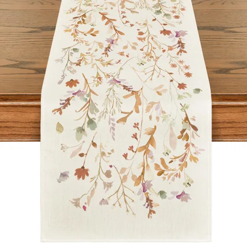 Vista 11 de Artoid Mode Camino de mesa de primavera con flores silvestres, decoración de mesa de comedor de cocina floral de verano de temporada para decoración