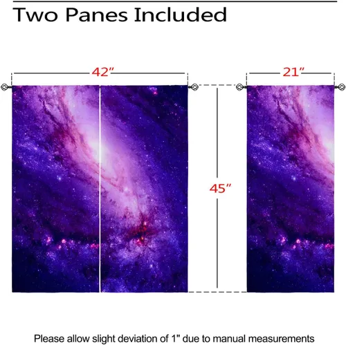Vista 3 de Cortinas opacas de nebulosa galaxia para niñas y niños, decoración del hogar, universo galáctico, galaxias espaciales, planeta, ojales, cortinas