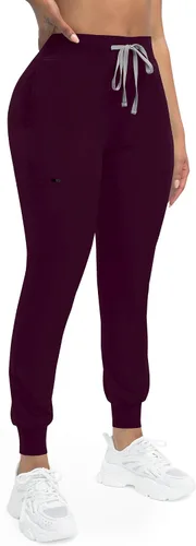 Vista 4 de niaahinn Conjunto de ropa quirúrgica clásica con cuello en V y pantalón deportivo de yoga, uniforme médico de enfermería