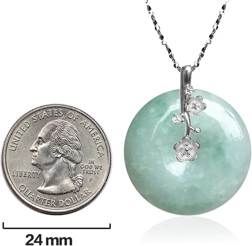 Vista 2 de Dahlia Eternal Circle Jade Necklace, Real Grade A Certified Burma Jadeite for Inner Peace