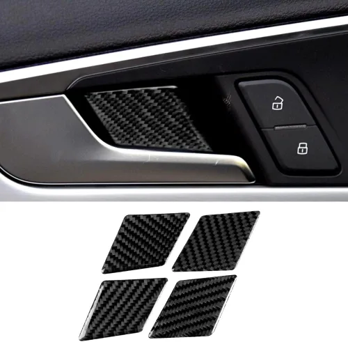Vista 14 de Blazeray Accesorios interiores de fibra de carbono, cubierta decorativa, ajuste adhesivo para Audi A4 B9 2017-2019 (cubierta de perilla central)