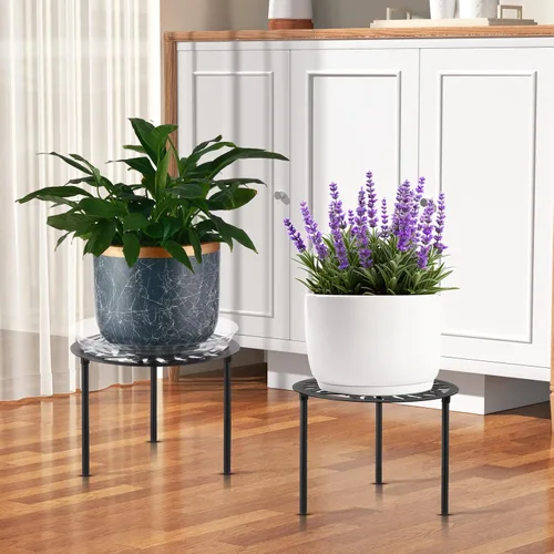 Vista 7 de Paquete de 5 soportes de metal resistente de 12 pulgadas para macetas grandes para interiores y exteriores, soporte para macetas de hierro a prueba