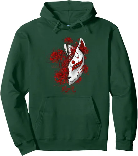 Vista 13 de Sudadera con capucha de anime con diseño de lirio de araña japonesa en suave grunge, Negro, S