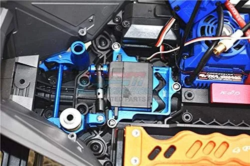 Vista 4 de GPM Para Traxxas 1/10 Maxx 4WD Monster Truck Piezas de actualización de aluminio servo montaje + barra de acoplamiento de acero inoxidable + bocina