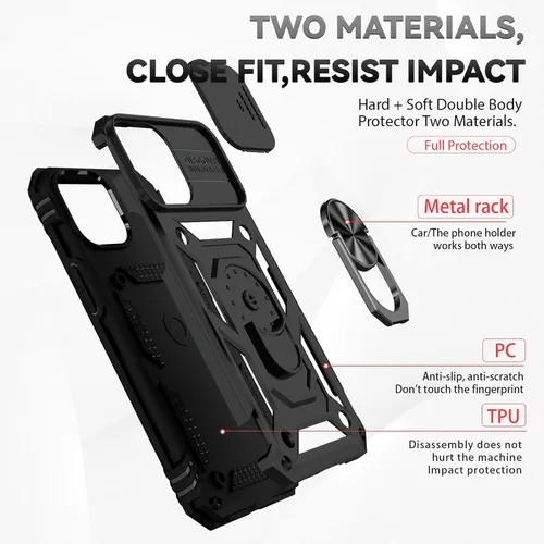 Vista 4 de HNHYGETE Funda para iPhone 12 / iPhone 12 Pro con protector de pantalla: [grado militar de 20 pies probada en caídas] anillo a prueba de golpes
