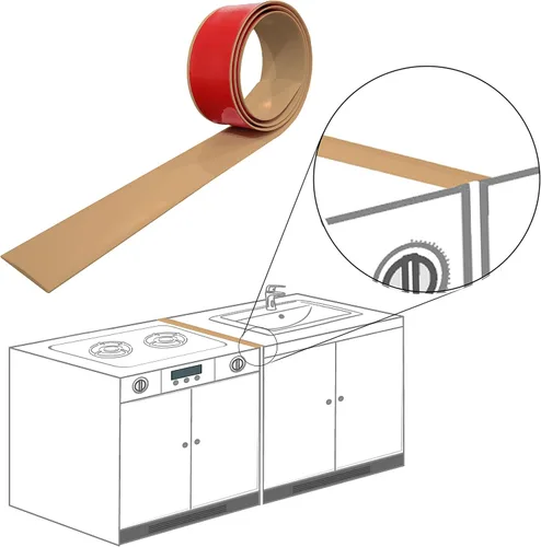 Vista 2 de Rubber Bond Cubiertas para huecos para estufas de cocina, cubierta autoadhesiva para horno, estufas y mostradores, rellenos flexibles para espacio