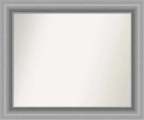 Vista 204 de Amanti Art Espejo de baño plateado para sobre fregadero, 26 x 26 pulgadas, espejo cuadrado de níquel pulido, marco de madera tradicional mediano, se