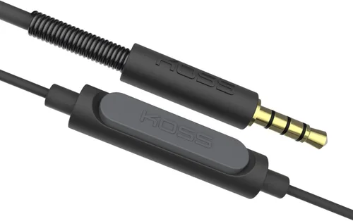 Vista 3 de Koss Porta Pro con micrófono y auriculares remotos en la oreja, enchufe con cable Control remoto táctil, conector de 0.138 in