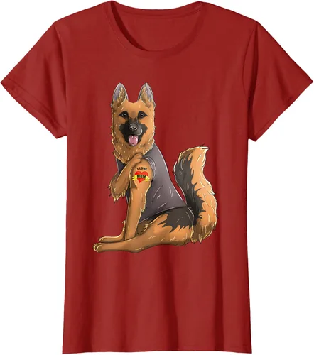 Vista 22 de Camiseta de perro con tatuaje de pastor alemán I Love Mom para el día de la madre, Negro, S