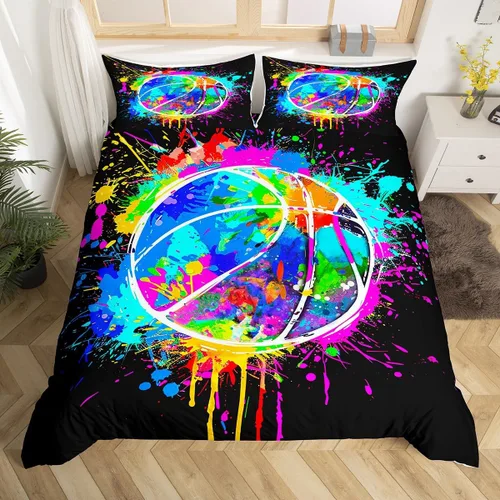 Vista 25 de Juego de funda de edredón de dibujos animados con lazo, tamaño individual, juego de ropa de cama a cuadros geométricos coloridos, decoración
