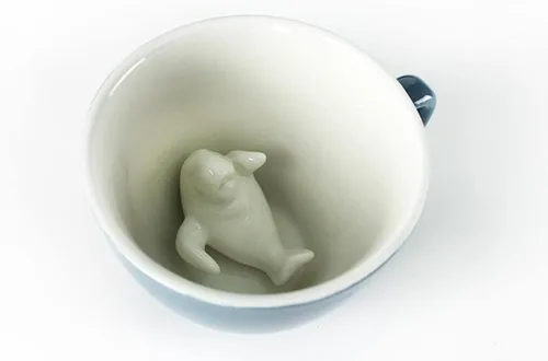 Vista 9 de Creature Cups - Taza de cerámica LOBSTER (11 onzas, exterior rojo) - Taza con animal 3D en el interior - Regalo de cumpleaños, festivo y de Langosta