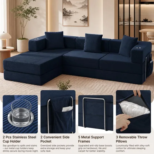 Vista 6 de Sofá modular seccional, sofá en forma de L de 108 pulgadas con Azul