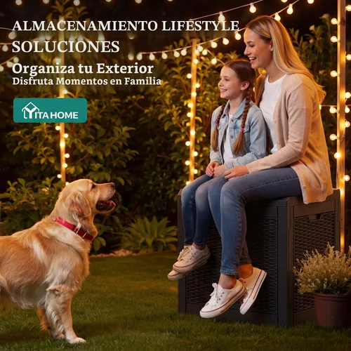 Vista 6 de [Usado] YITAHOME Caja de cubierta para exteriores de 35 galones, caja de almacenamiento impermeable con cerradura, contenedor de almacenamiento