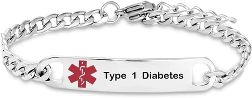 Vista 12 de TGLS Pulsera de alerta médica roja para mujeres y hombres, pulsera de emergencia de primeros auxilios de salud grabada ajustable de acero inoxidable