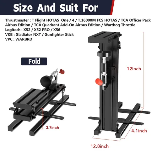 Vista 7 de FLAONUSGT Foldable Hotas Mount Desk Mount for Flight Joystick for Logitech X52X52 ProX56 Thrustmaster T16000M HOTAS Warthog T Flight One4TCAVKB