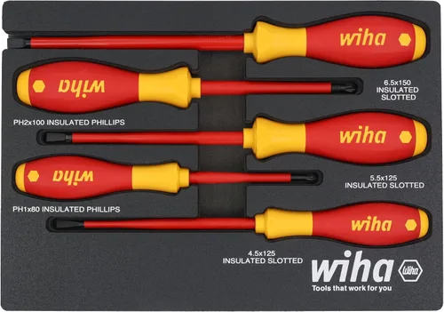 Vista 13 de Wiha 32095, juego de desarmadores aislados ranurados y Phillips, 1000 voltios, 19 unidades 1000V certificado VDE, bandeja organizada 19 piezas