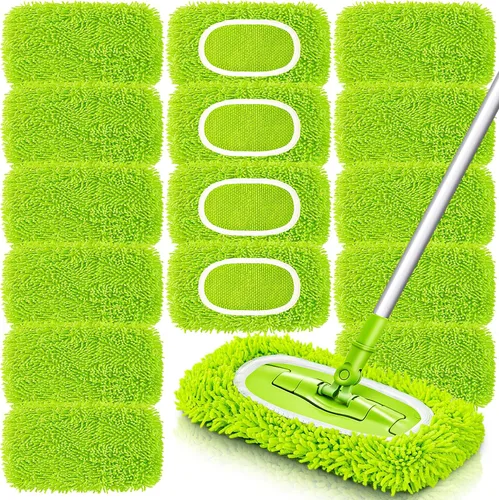 Vista 8 de Unoutur Paños de barrido en seco reutilizables de microfibra Compatibles con Swiffer Sweeper Mopa de limpieza con repuestos de almohadillas