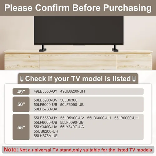 Vista 2 de Soporte de TV de metal para LG TV Legs solo para LG 47LB5900-UV 49UB8200-UH 50LB6300 50LF6090-UB 50LH5730-UA 55LB5900-UV 55LF6000-UB 55LY340C-UA