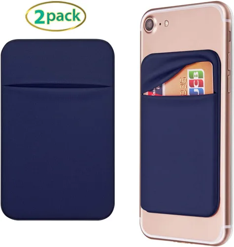 Vista 2 de OBVIS Funda autoadhesiva para teléfono celular, tarjetero adhesivo con tarjetero adhesivo para tarjeta de crédito, cajero automático para iPhone