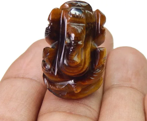 Vista 6 de Paquete de 5 estatuas de Ganesha. Piedras preciosas naturales de Ganesh. Tamaño de 1 a 1.5 pulgadas de largo aprox.