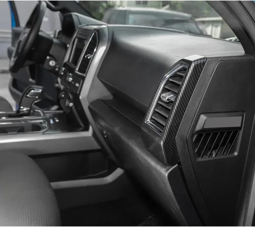 Vista 5 de Keptrim Dash - Recorte de ventilación de salida de aire acondicionado para Ford F-150 2015-2020, fibra de carbono ABS, 3 piezas
