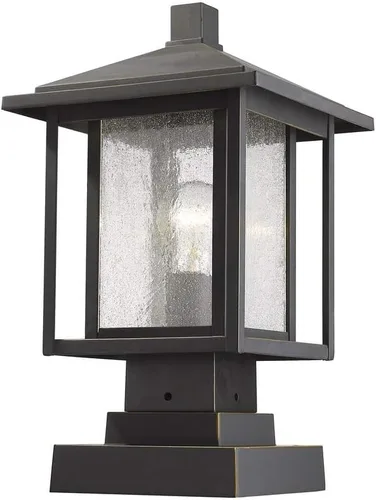 Vista 2 de Z-Lite 554PHMS-SQPM-ORB 1 lámpara de montaje en muelle para exteriores, bronce aceitado, 16.77x9.00x9.00