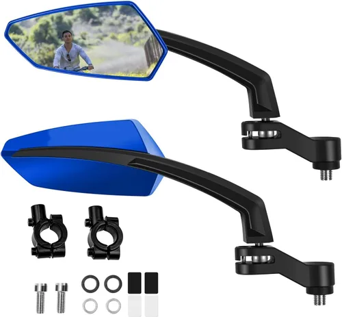 Vista 12 de Addmotor Espejos de bicicleta, 1 par de montaje para manillar de espejo de bicicleta, espejo giratorio ajustable de 360°, HD, espejo retrovisor