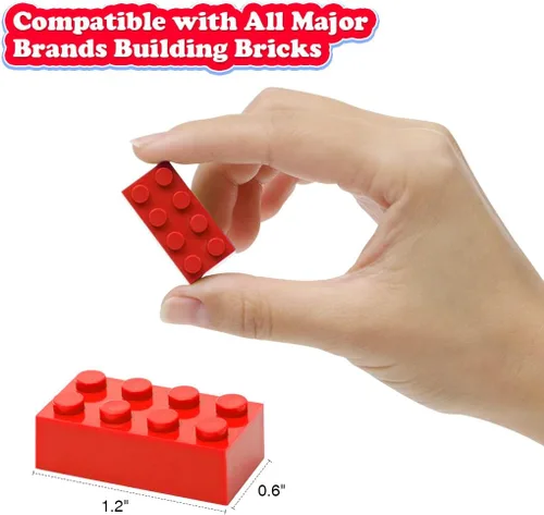 Vista 4 de Ladrillos de construcción clásicos, 100 piezas de bloques de construcción de 2 x 4, juguetes de construcción creativos STEM compatibles con todas