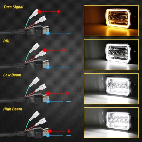 Vista 3 de BESTZHEYU 2 faros delanteros de 5 x 7 compatibles con Chevy Express 1500 2500 3500 Cargo Van F-150 F-250 F-350 Wrangler YJ Cherokee XJ Kenworth T300