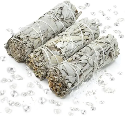Vista 10 de Varitas de Salvia Blanca para Limpias – Salvia Blanca – Reiki y Luna Llena Cargadas con Cristales de Cuarzo para Limpieza de Energía, Meditación