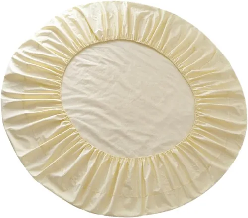 Vista 5 de homozy Cubierta de cama ajustable de cama redonda de color sólido para el hogar del hotel, beige