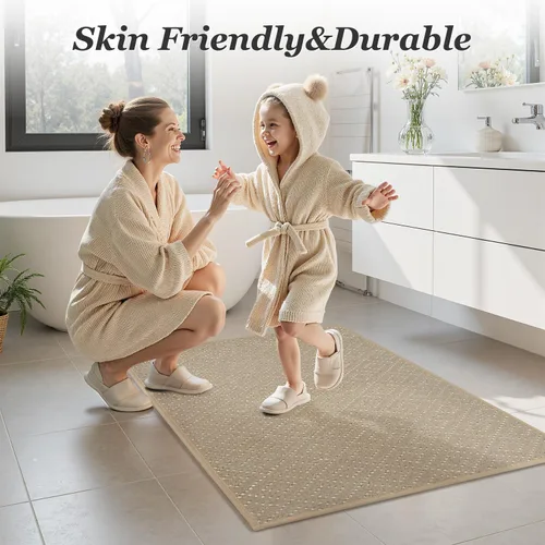 Vista 7 de AMOAMI Tapete de baño fino, súper absorbente, antideslizante, parte trasera de goma, tapetes de baño para baño, secado rápido, superficie