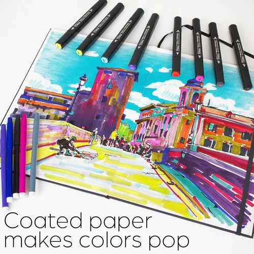 Vista 4 de WA Portman - Cuaderno de dibujo de papel marcador A4 a prueba de sangrado, 60 hojas/120 páginas, bloc de papel marcador de alcohol con páginas