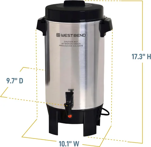 Vista 6 de West Bend Coffee Urn Highly-Polished Aluminum Features Automatic Temperature Control with Cup Per Minute Brewing and Easy Clean Up Includes