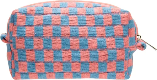 Vista 13 de PAZIMIIK Bolsa de Maquillaje a Cuadros para Bolso Portátil con Cremallera, Estuche Pequeño de Cosméticos para Accesorios de Viaje, Azul Ártico