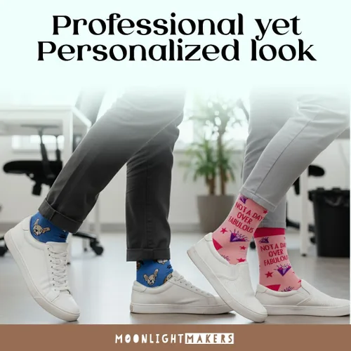 Vista 74 de Moonlight Makers Funny Colored Socks, Novelty Socks, Stocking Stuffer, Unisex Socks