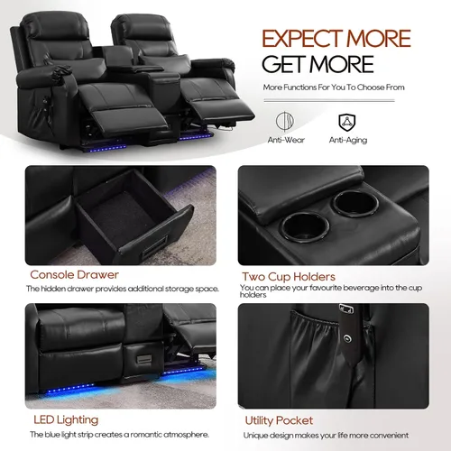 Vista 5 de IPKIG Biplaza reclinable Power Lift para ancianos con masaje y calor Marrón