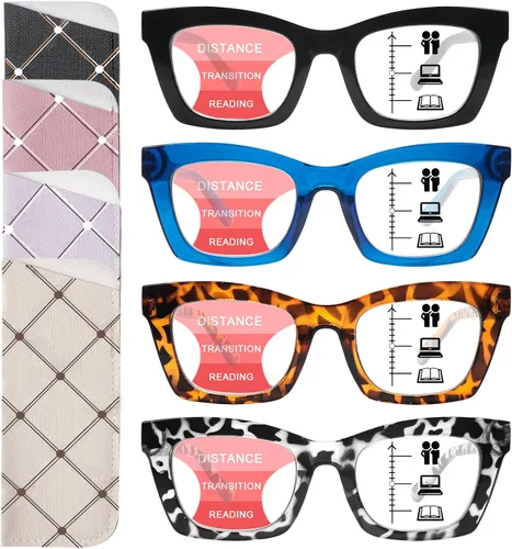Vista 8 de SIGVAN Gafas de lectura progresivas multienfoque para mujeres y hombres, bloqueo de luz azul, bisagra de resorte, lectores multifocales