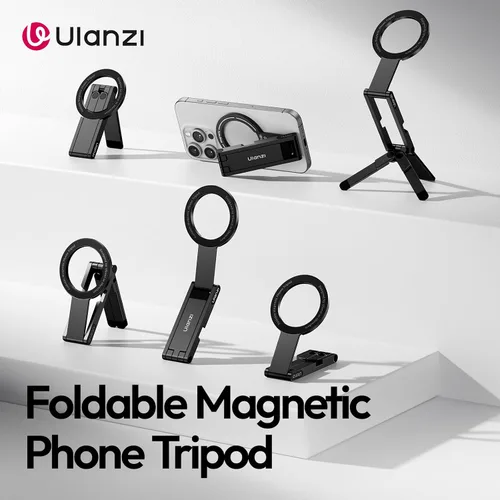 Vista 6 de ULANZI MA60 - Soporte magnético de trípode para iPhone - Mini trípode de smartphone de aluminio para teléfono celular, soporte de bolsillo
