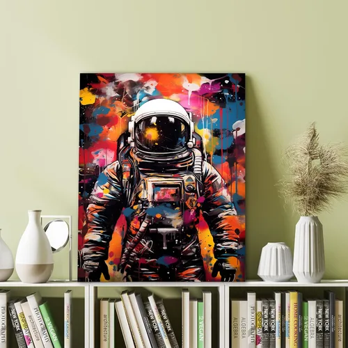 Vista 4 de ANRUOXI Arte de Pared de Graffiti, Impresión de Lienzo de Astronauta Espacial de Graffiti para Decoración de Pared, Impresiones de Arte Modernas