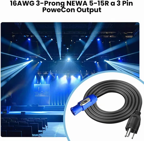 Vista 6 de Cable de alimentación de CA de 3 clavijas NEMA 5-15P a PowerCon 20A-3FT 3 Pin NEMA 5-15P Male to PowerCon Input Male Connector Extension Power