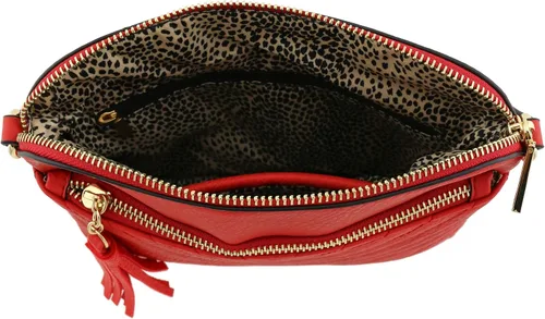 Vista 6 de Bandolera o bolsa mediana con patrón triangular, de estilo cruzado, acolchada y con borla