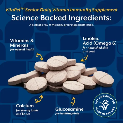 Vista 5 de NaturVet – VitaPet Vitaminas Diarias para Perros Mayores – Más Glucosamina – Espectro Completo de Vitaminas y Minerales – Mejorado con Glucosamina