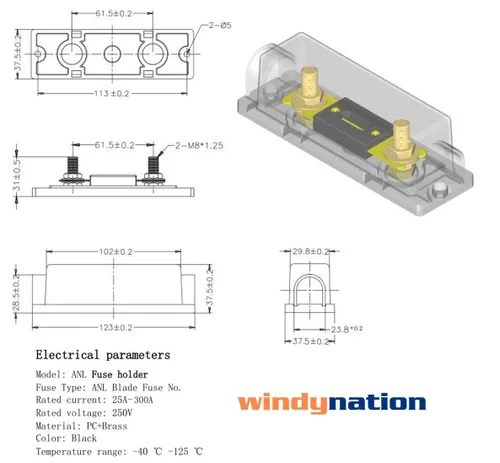 Vista 5 de WindyNation Soporte de fusible ANL + fusible (2 piezas 30A)
