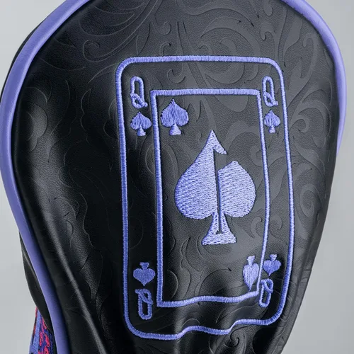 Vista 5 de Pins & Aces Fairway - Funda de cuero de primera calidad hecha a mano – Ace of Spades y cierre magnético, cubierta para palos de golf de calidad
