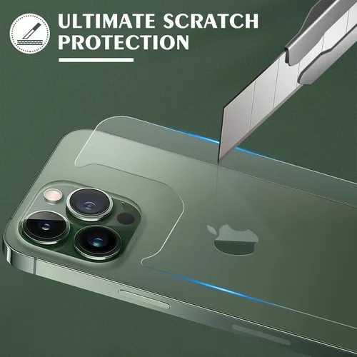 Vista 2 de Paquete de 2 protectores de pantalla trasera para iPhone 13 Pro Max, protector de vidrio trasero 13 Pro Max, protector de pantalla trasera